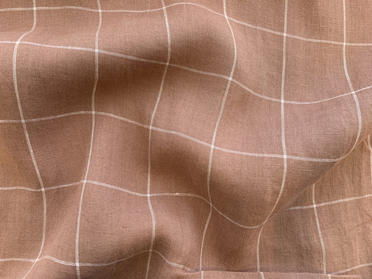 Linen Windowpane Check - Mink