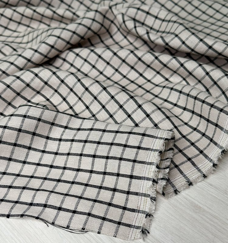 Linen/Cotton Check - Black/Natural