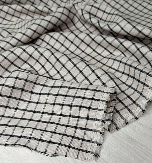 Linen/Cotton Check - Black/Natural